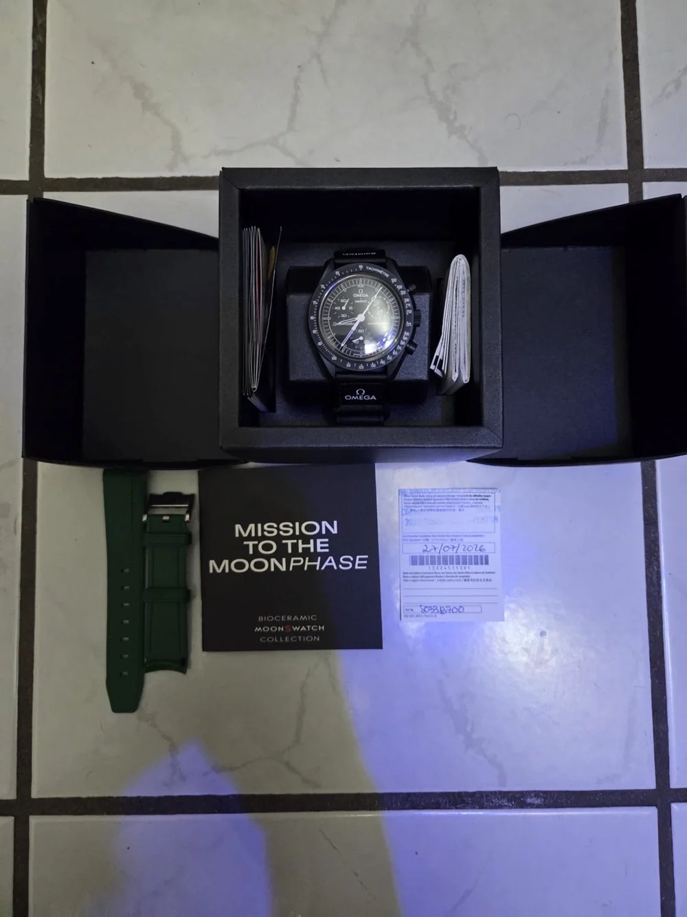 Omega X Swatch MoonSwatch Men’s Black Chronograph Watch (Snoopy)